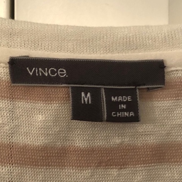 Vince Women's Linen Stripe Tapered Bottom Tank-Sz M-Like new! - Picture 3 of 7